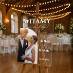 Akrylowa tablica powitalna ze zdjęciem