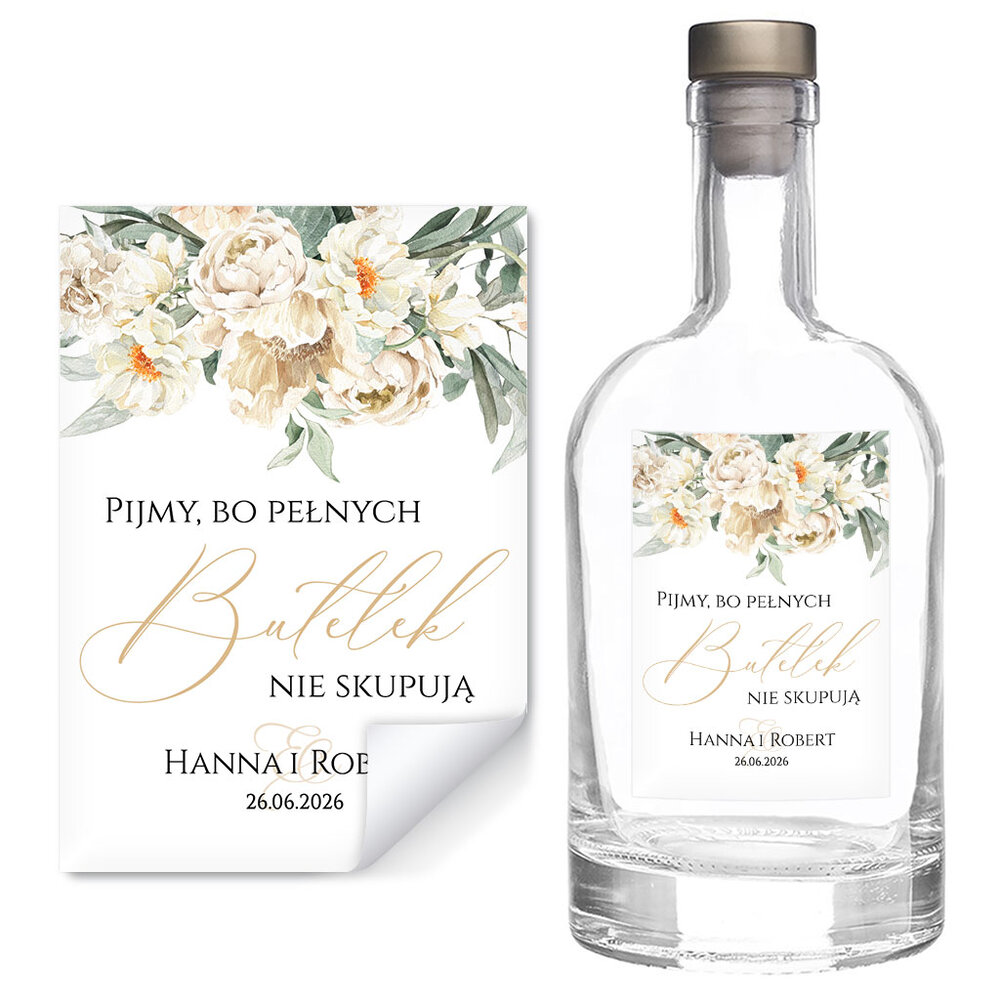 Naklejki na wódkę weselną 8szt - Milana