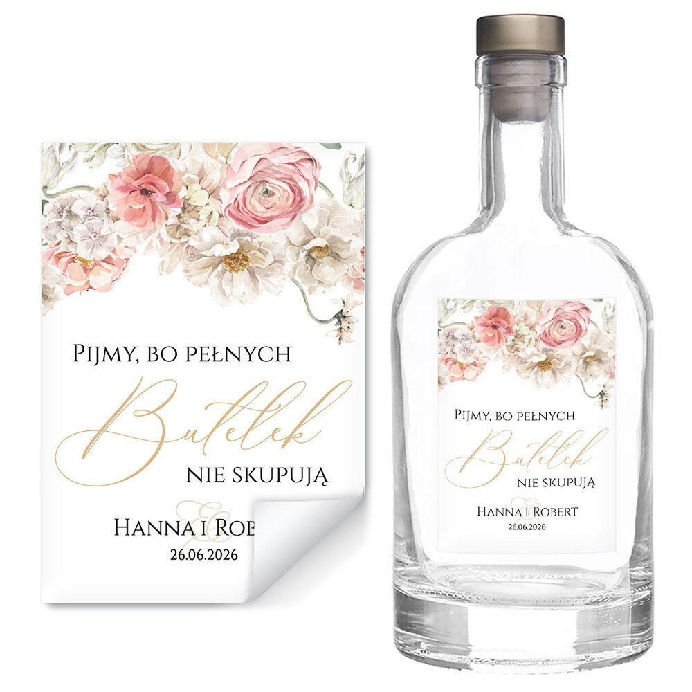 Naklejki na wódkę weselną 8szt - Milana