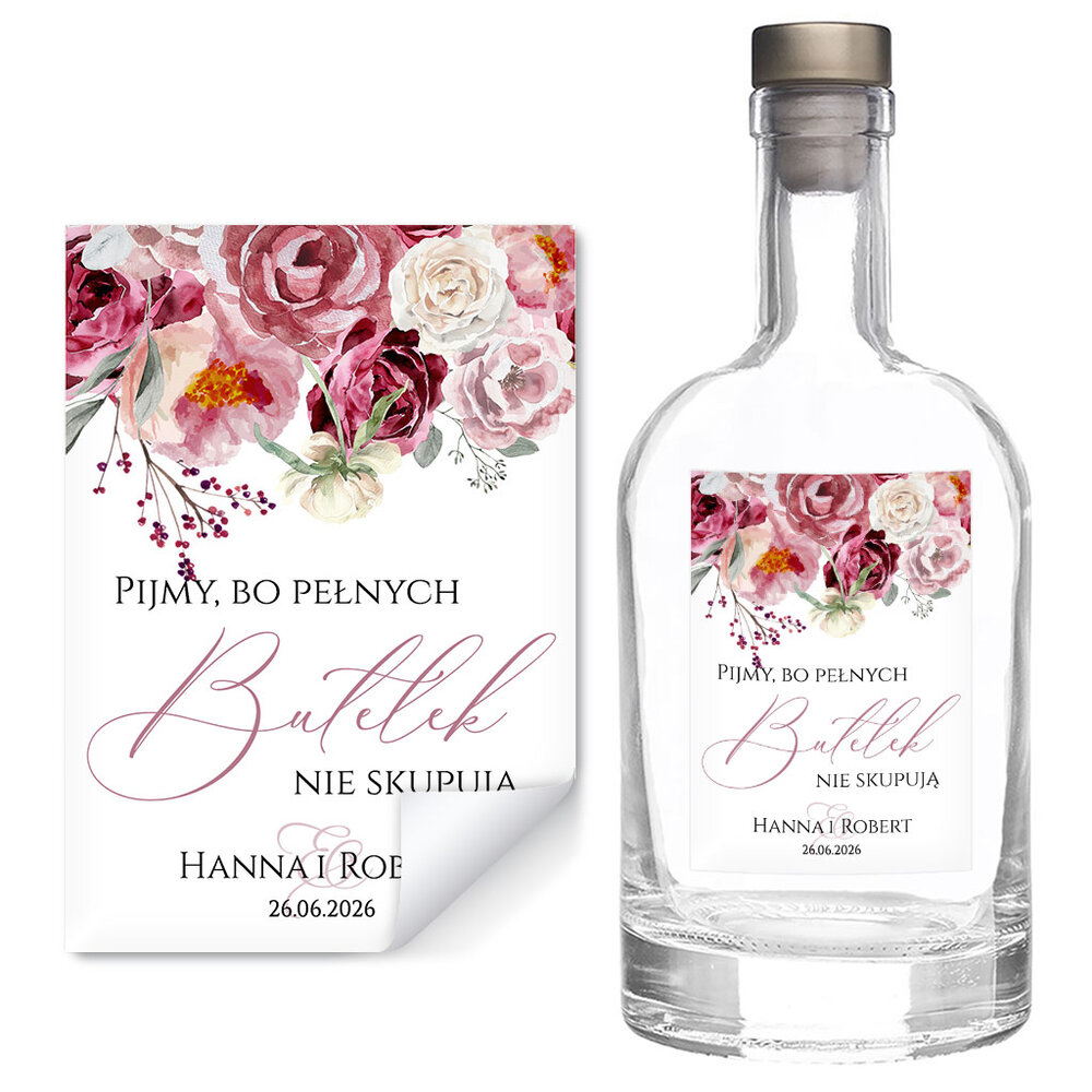 Naklejki na wódkę weselną 8szt - Milana