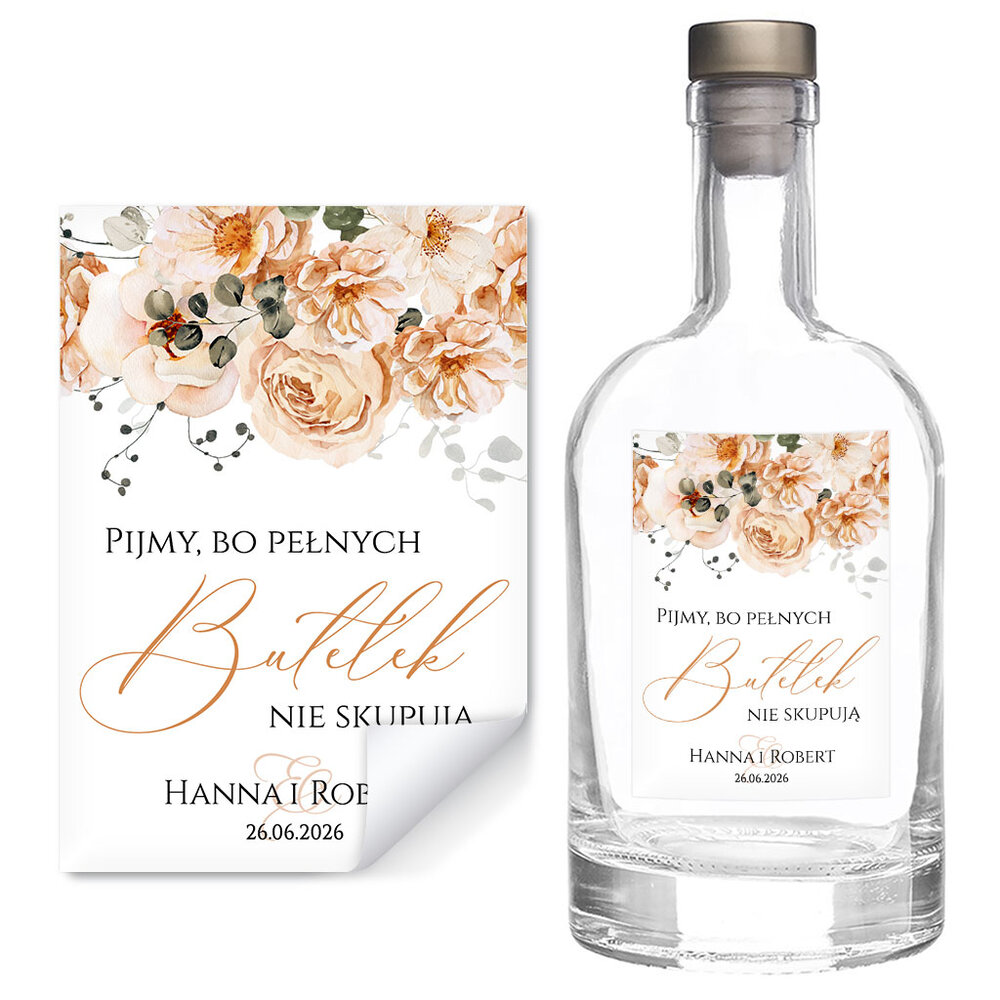 Naklejki na wódkę weselną 8szt - Milana