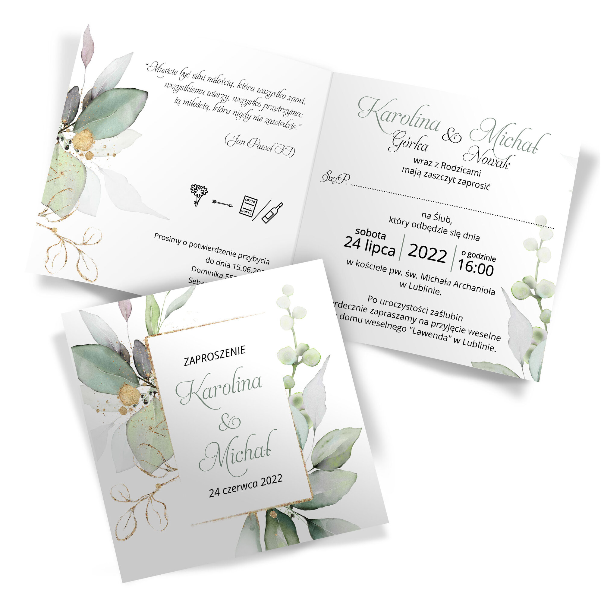 Zaproszenia Ślubne Eukaliptus