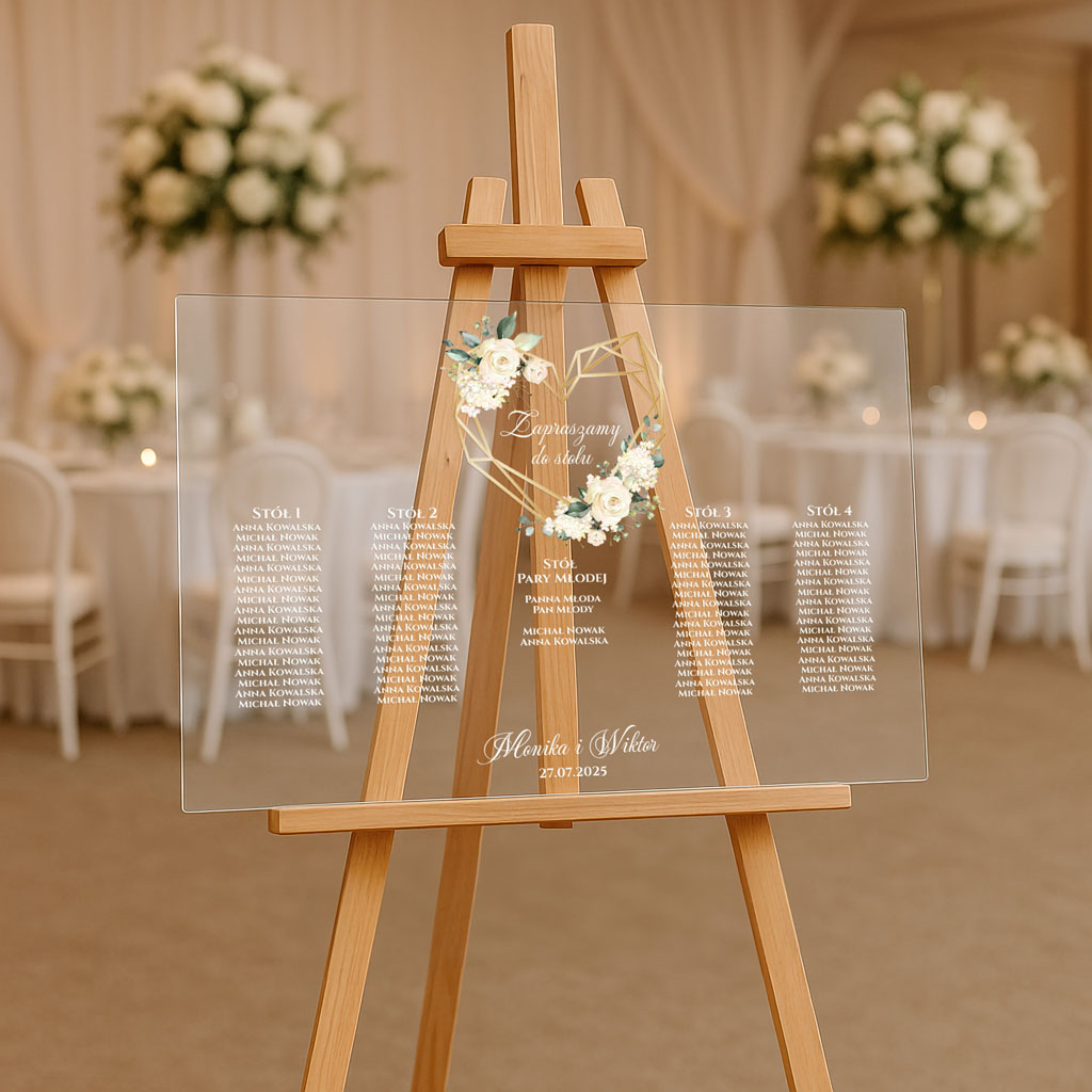 Tablica akrylowa z usadzeniem gości 90x60 Ariana2