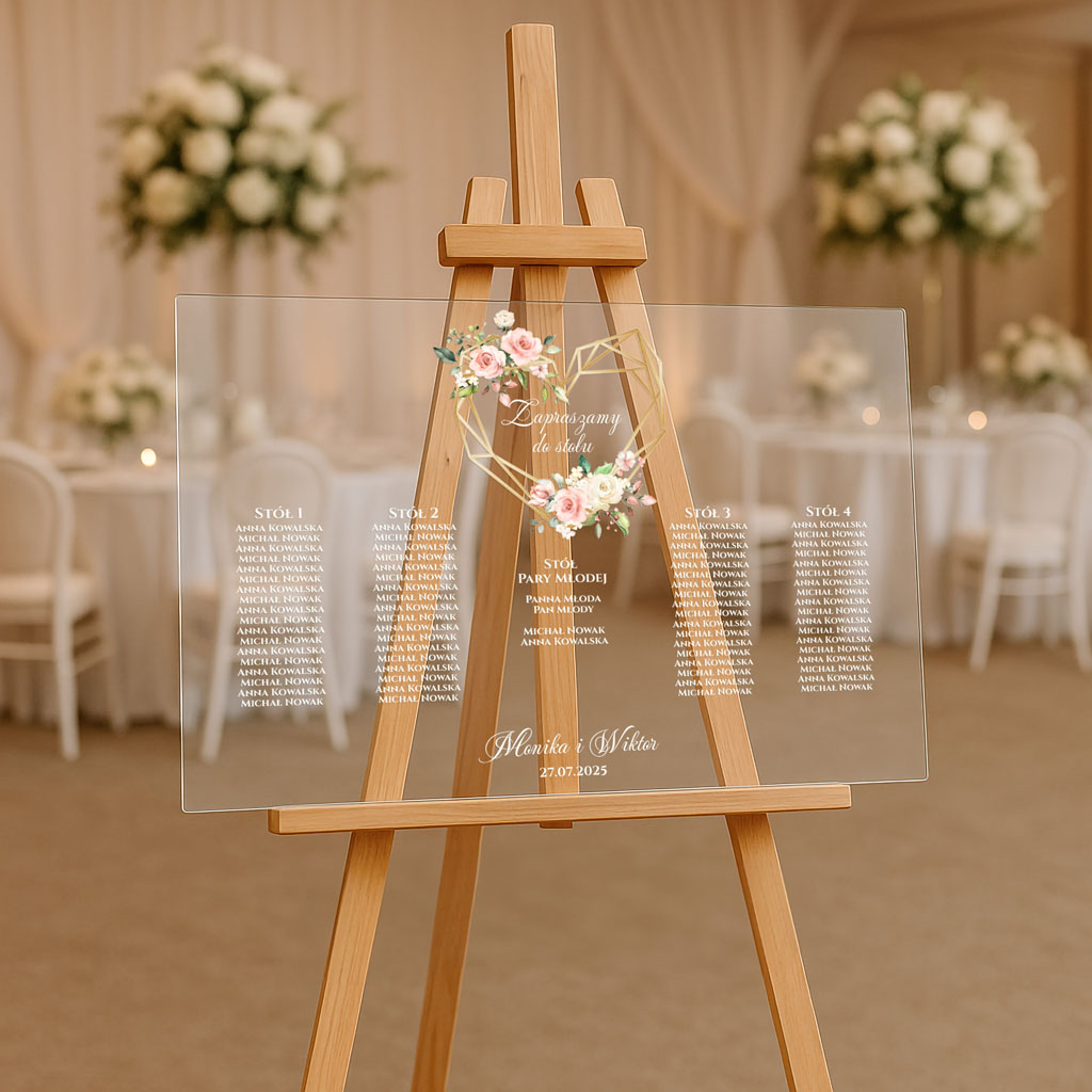 Tablica akrylowa z usadzeniem gości 90x60 Ariana2