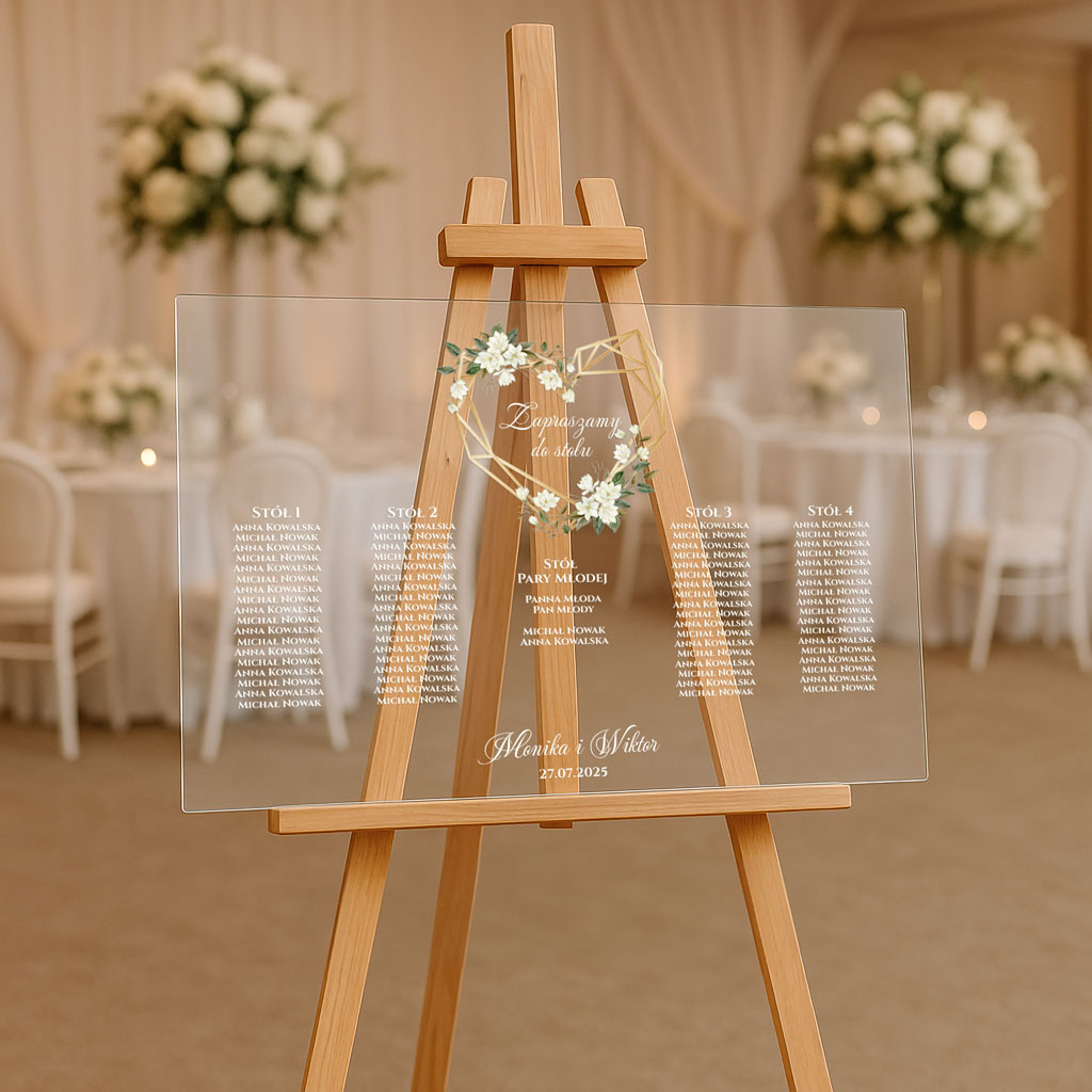 Tablica akrylowa z usadzeniem gości 90x60 Ariana2