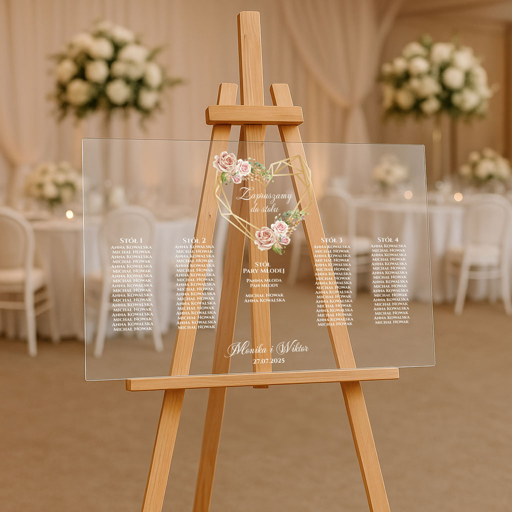 Tablica akrylowa z usadzeniem gości 90x60 Ariana2