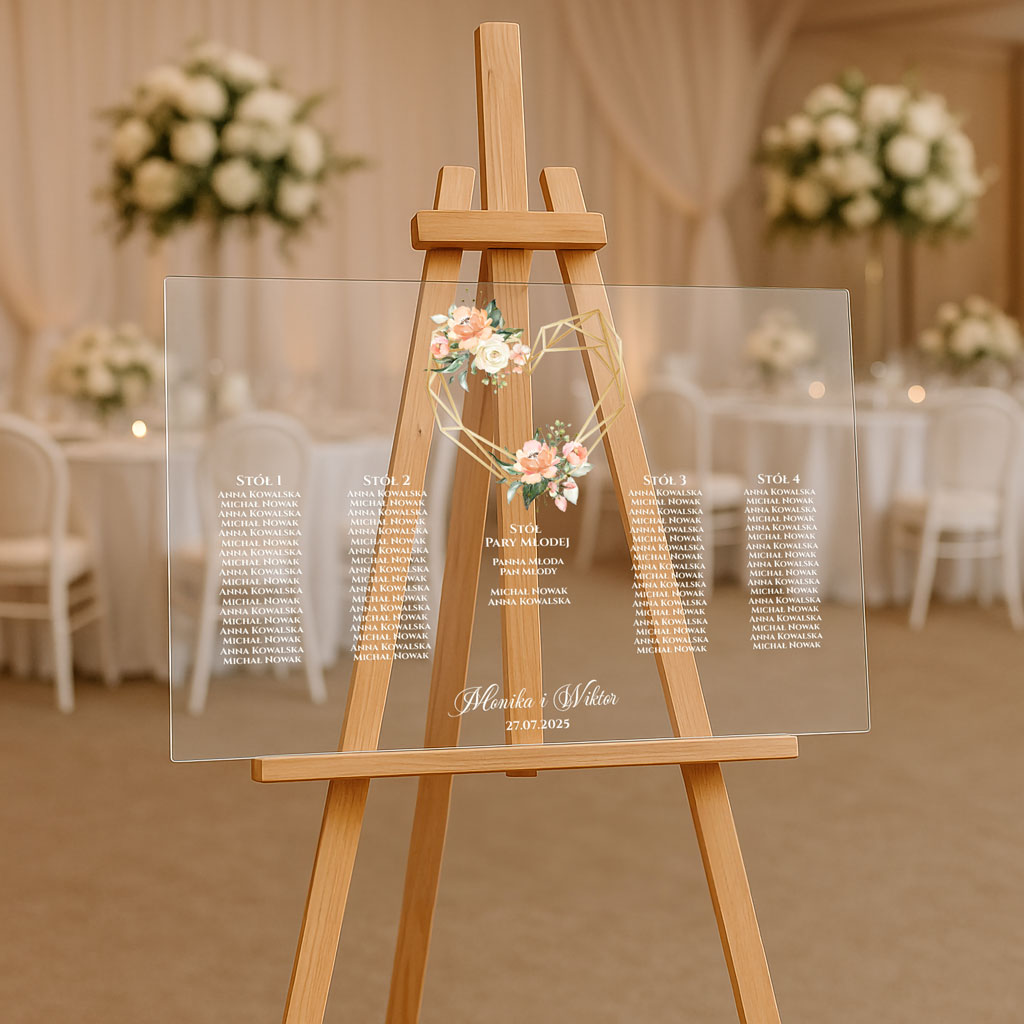 Tablica akrylowa z usadzeniem gości 90x60 Ariana2