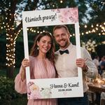 Personalizowana ramka do zdjęć na wesele - Kwiaty