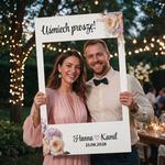 Personalizowana ramka do zdjęć na wesele - Kwiaty