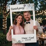 Personalizowana ramka do zdjęć na wesele - Kwiaty