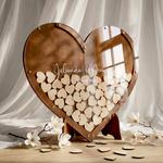 Drewniana księga gości weselnych na wesele - Serce
