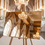 Lustrzana tablica z usadzeniem gości 90x60 napisy