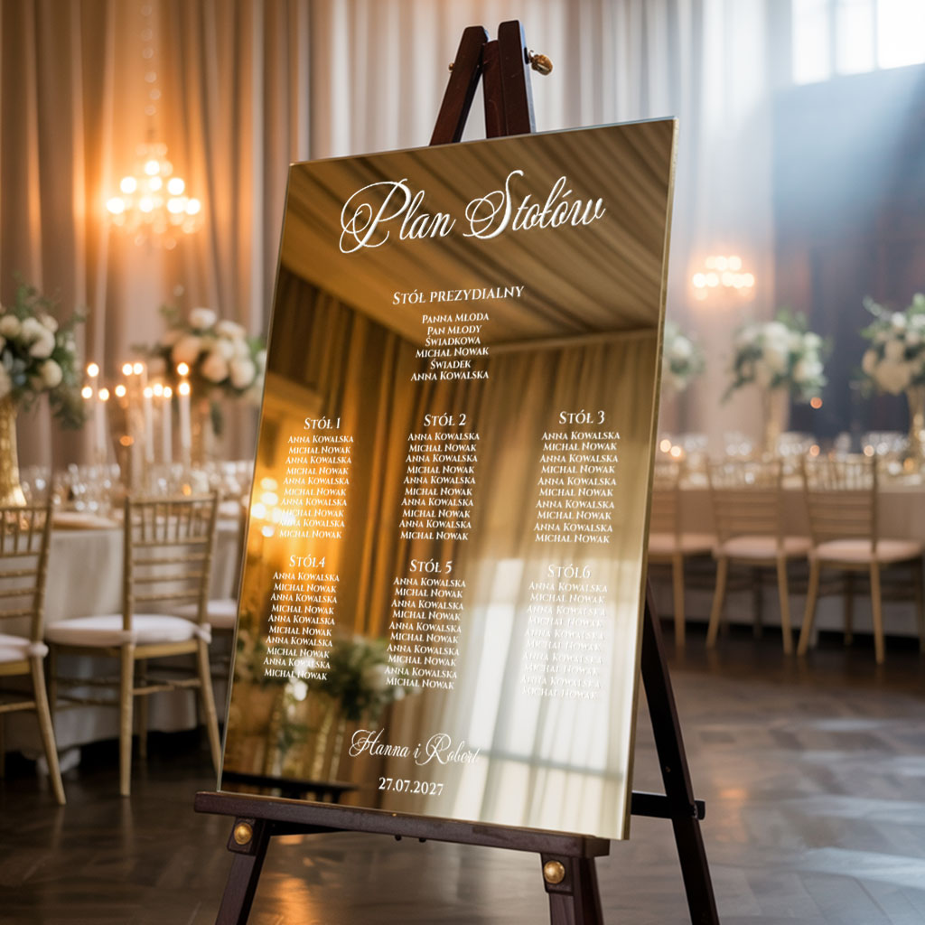 Lustrzana tablica z usadzeniem gości 90x60 Napisy