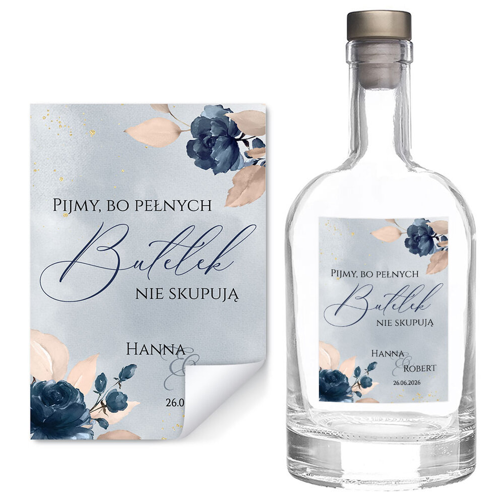 Naklejki na wódkę weselną 8szt - Megan