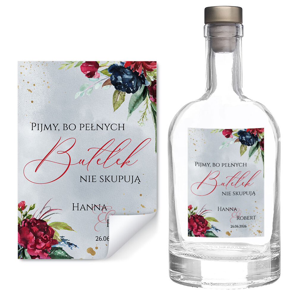 Naklejki na wódkę weselną 8szt - Megan