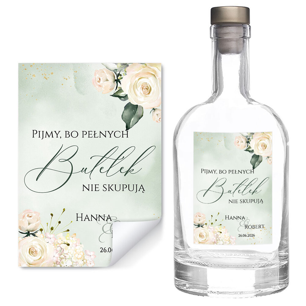 Naklejki na wódkę weselną 8szt - Megan