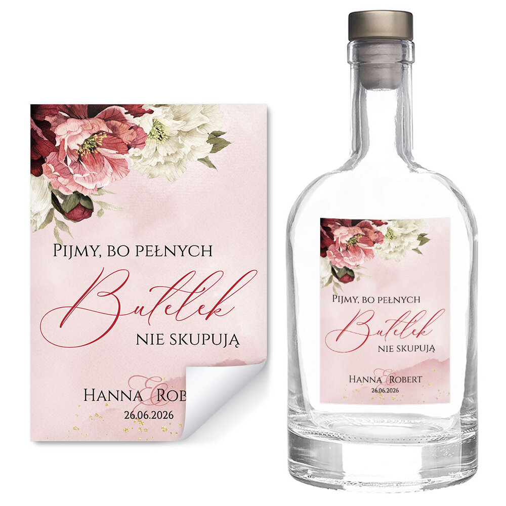 Naklejki na wódkę weselną 8szt - Megan