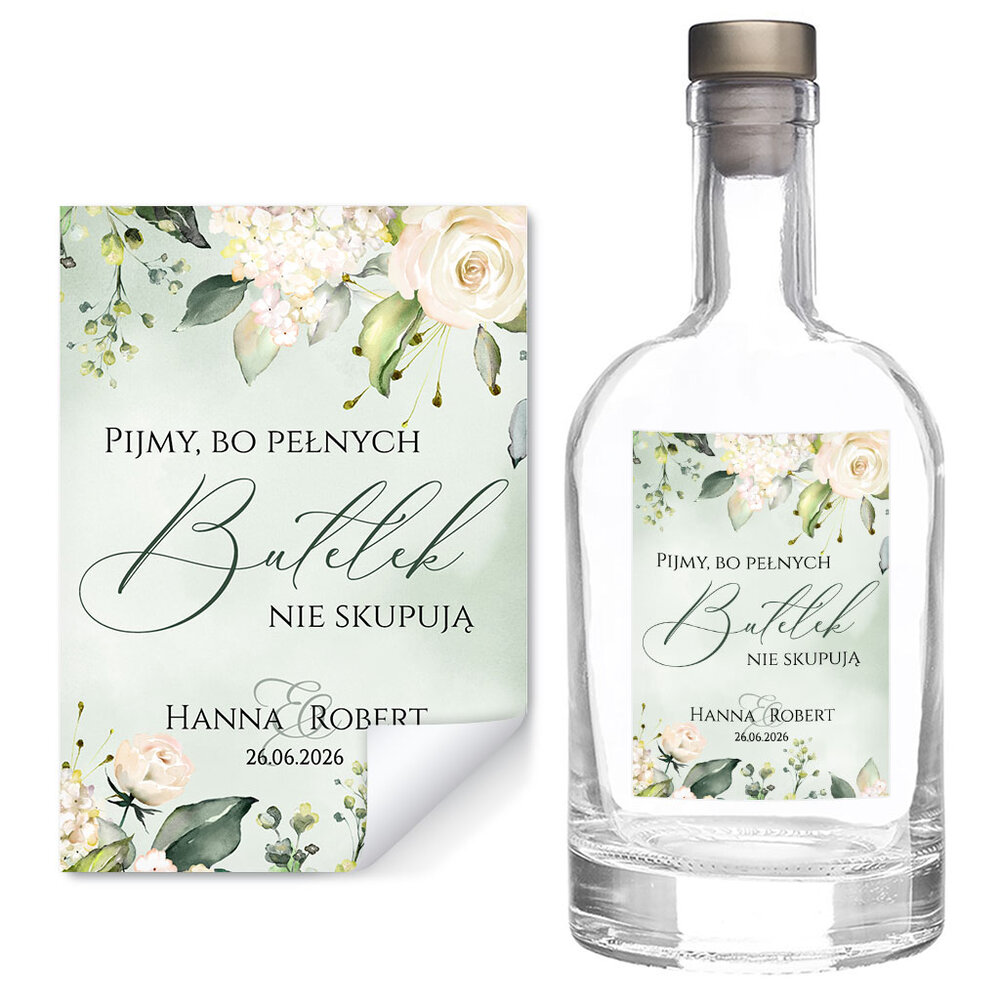 Naklejki na wódkę weselną 8szt - Megan