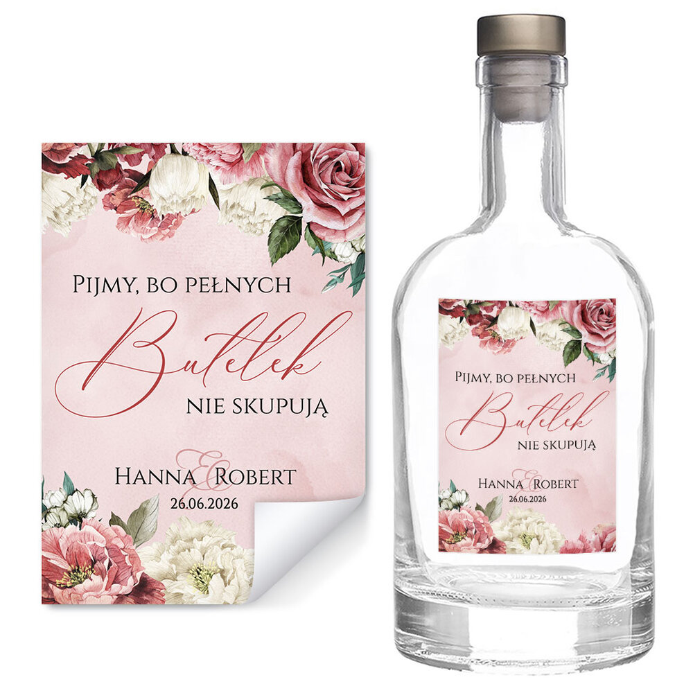 Naklejki na wódkę weselną 8szt - Megan