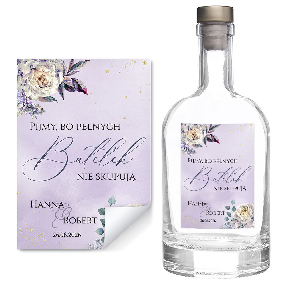 Naklejki na wódkę weselną 8szt - Megan