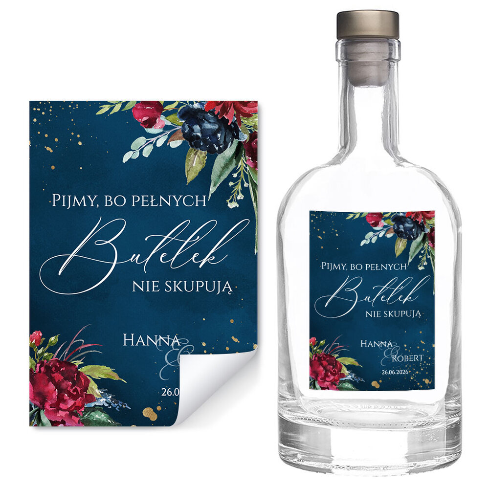 Naklejki na wódkę weselną 8szt - Megan