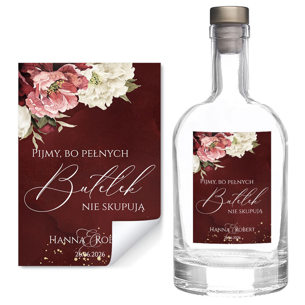 Naklejki na wódkę weselną 8szt - Megan