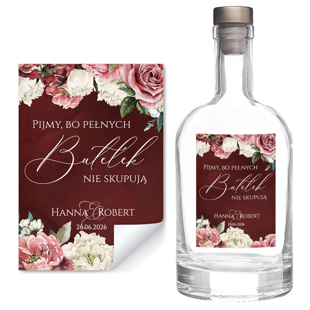 Naklejki na wódkę weselną 8szt - Megan