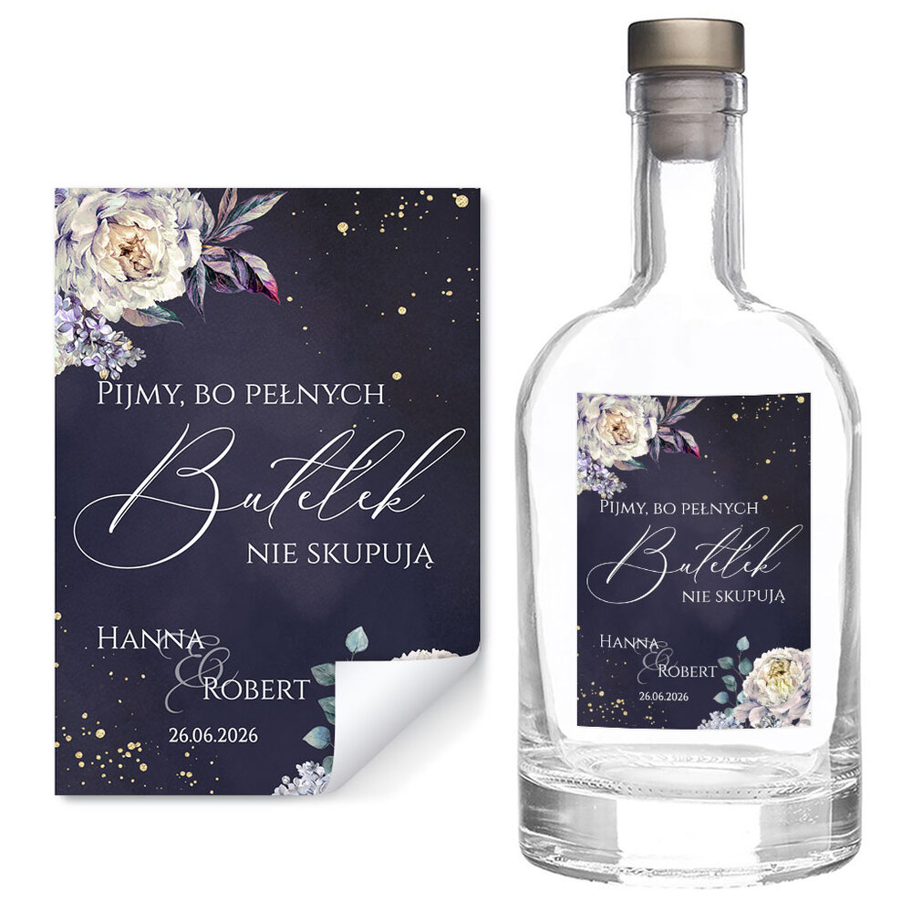 Naklejki na wódkę weselną 8szt - Megan