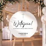 Okrągła tablica powitalna na Chrzest Święty - 60 cm