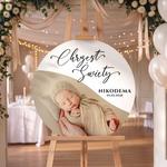 Okrągła tablica powitalna na Chrzest Święty ze zdjęciem - 60 cm
