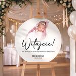 Okrągła tablica powitalna na Chrzest Święty ze zdjęciem - 60 cm