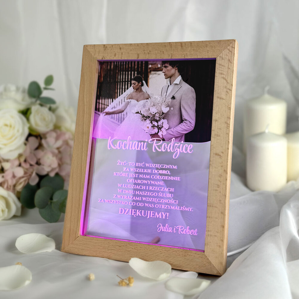 Podświetlane podziękowania dla Rodziców