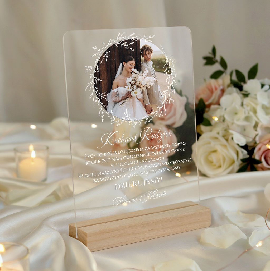Podziękowania dla Rodziców pleksi