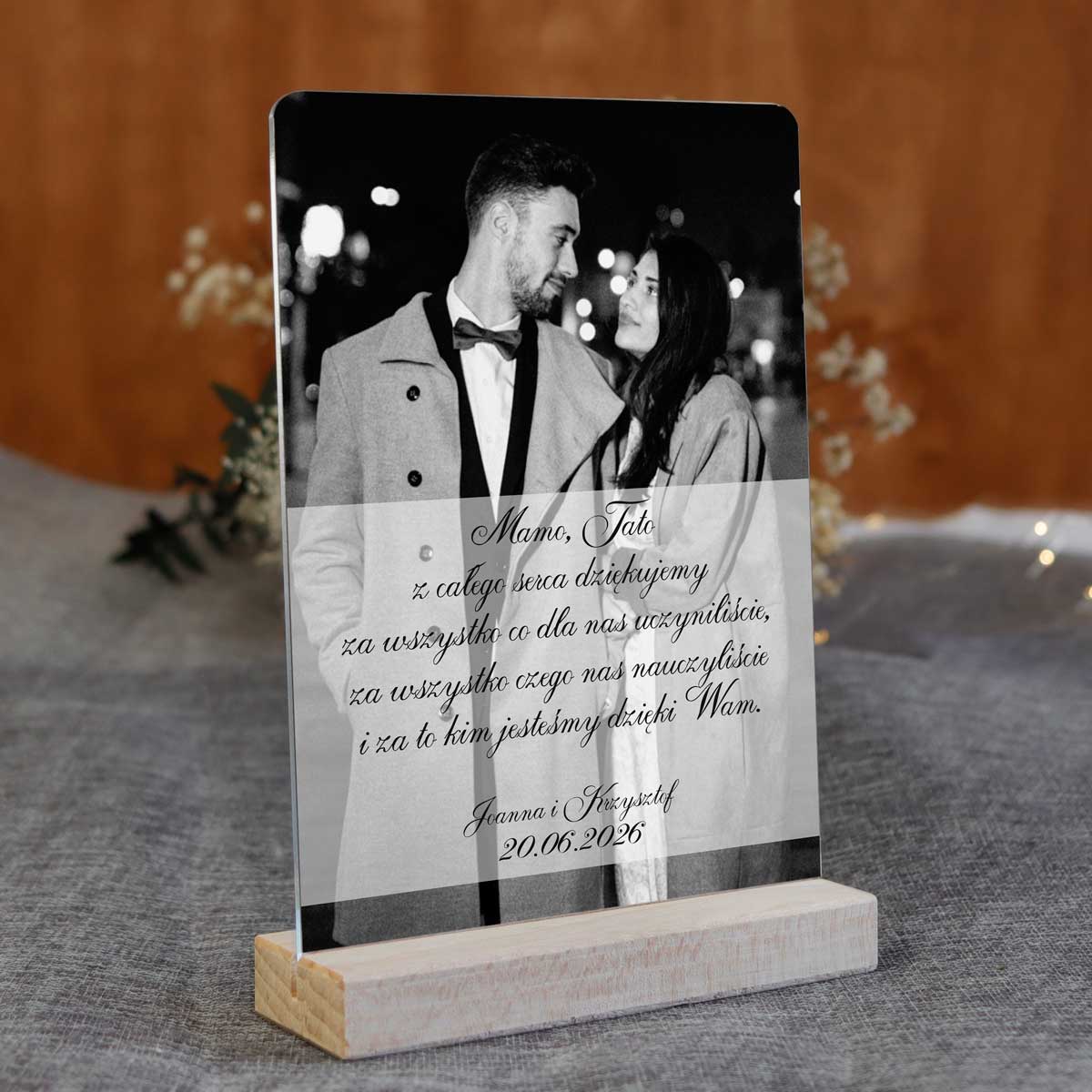 Podziękowania dla Rodziców pleksi