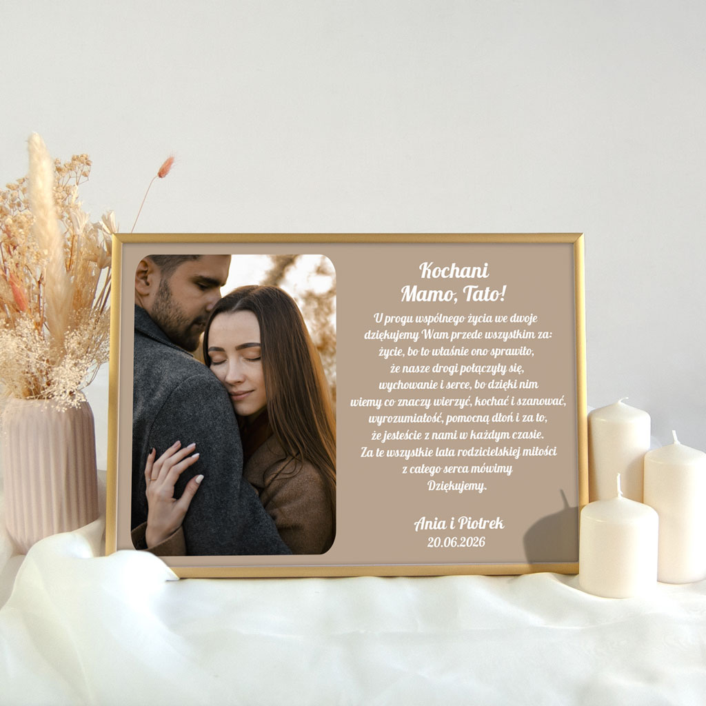 Podziękowania dla Rodziców ze zdjęciem