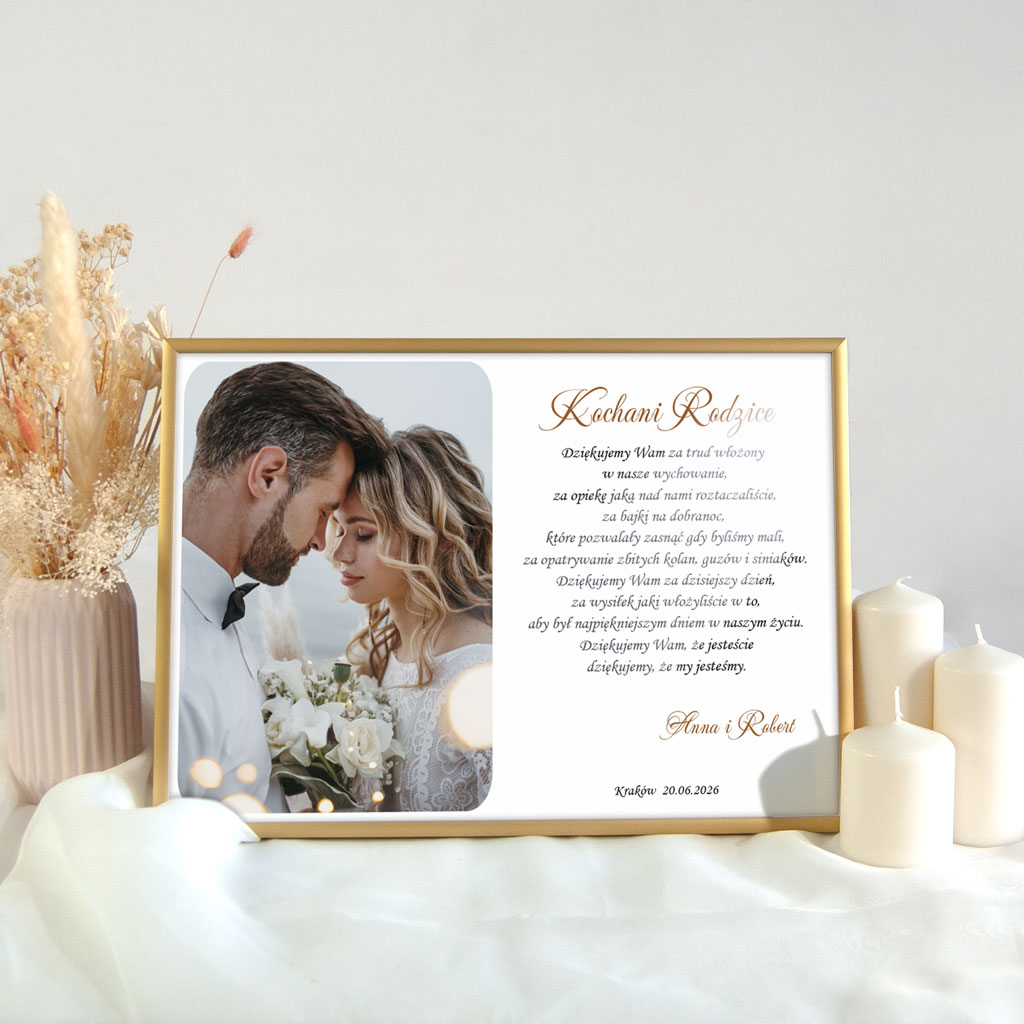 Podziękowania dla Rodziców ze zdjęciem