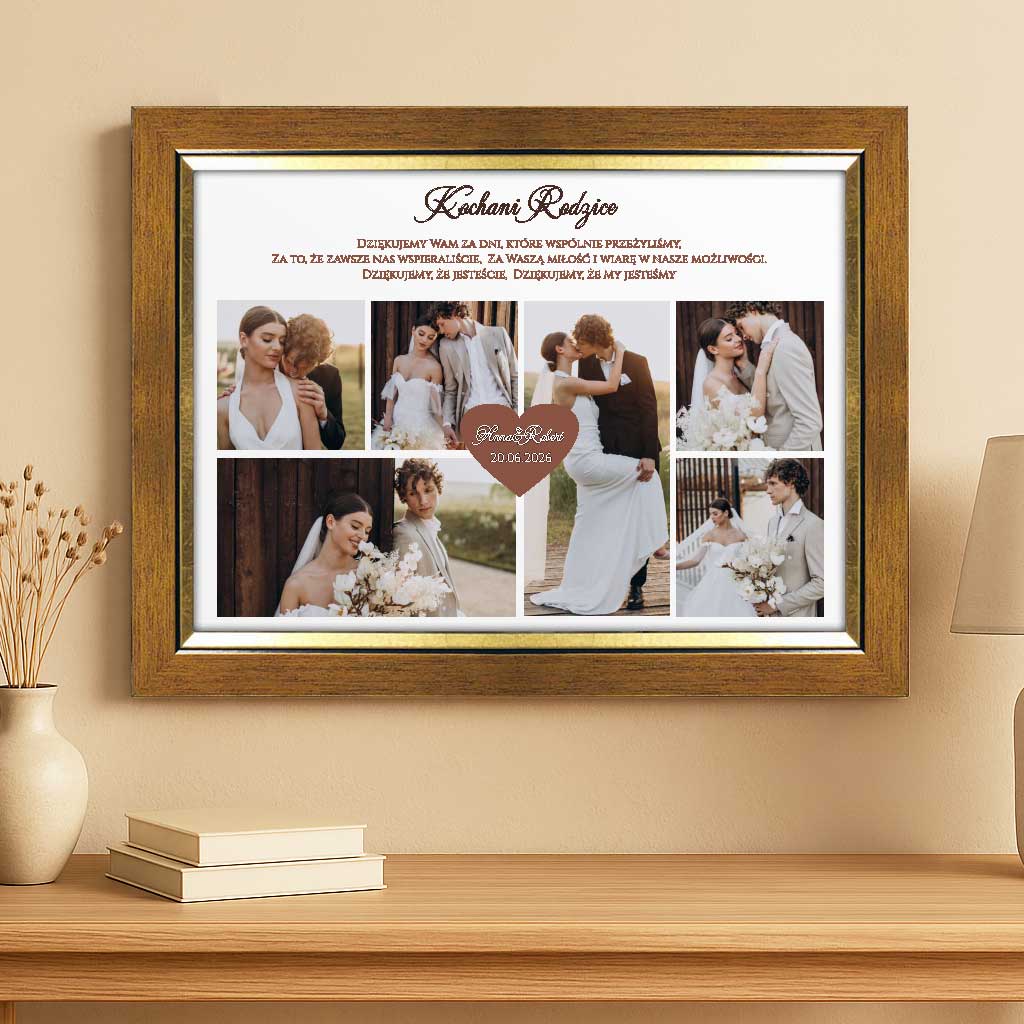 Podziękowania dla rodziców złota ramka