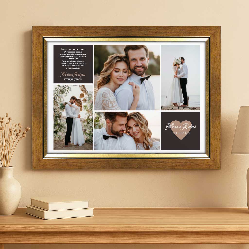 Podziękowania dla rodziców złota ramka