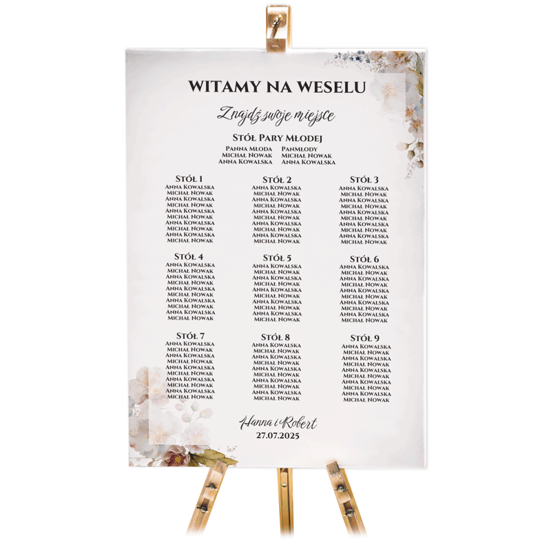 Tablica z usadzeniem gości 90x60 Iris