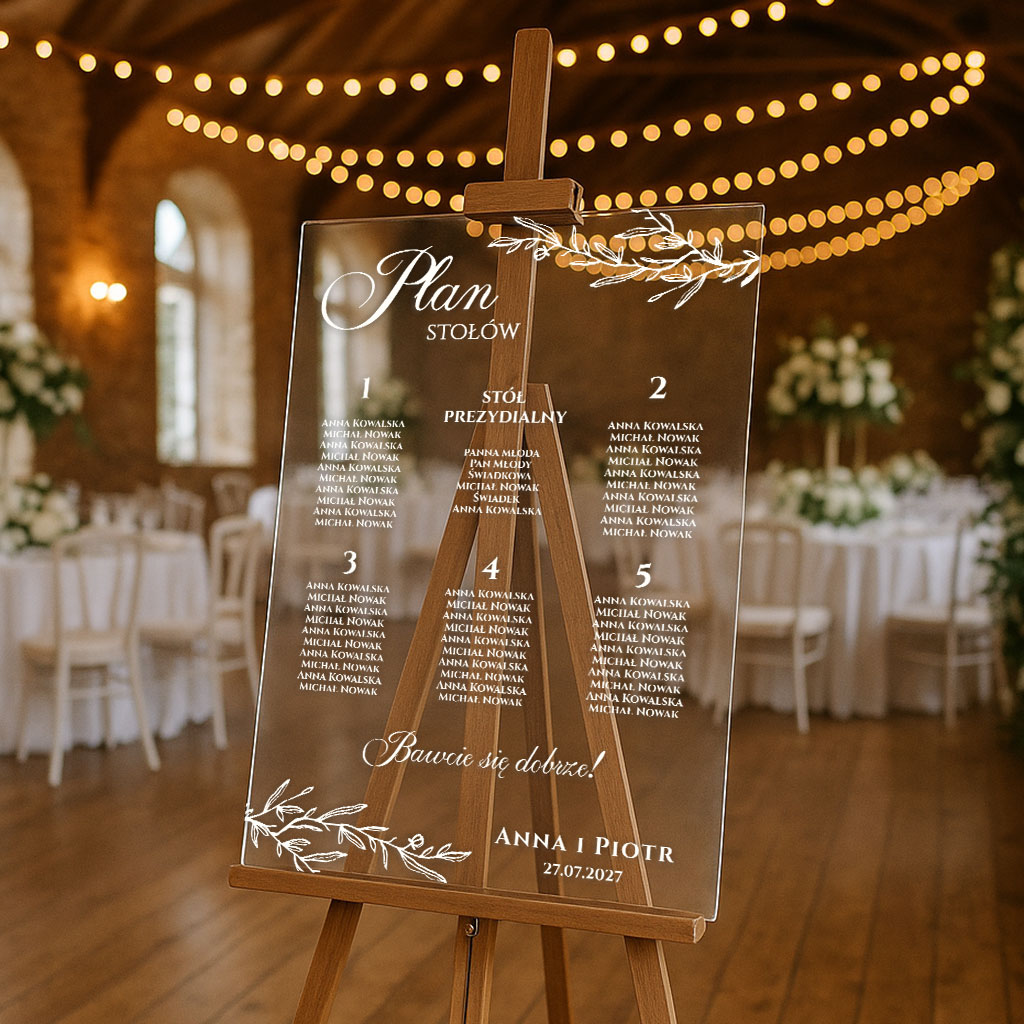 Akrylowa tablica z usadzeniem gości Selma