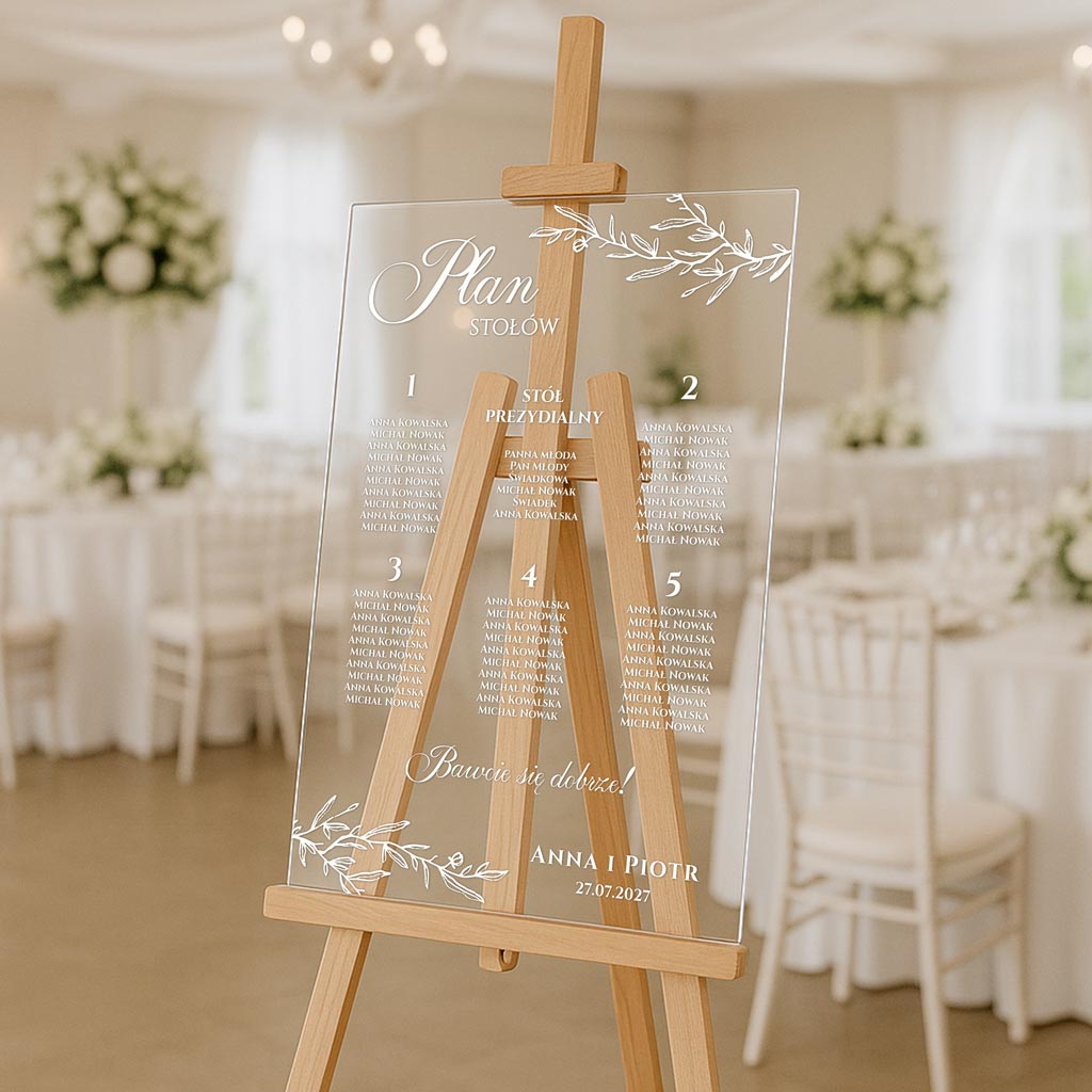 Akrylowa tablica z usadzeniem gości Selma