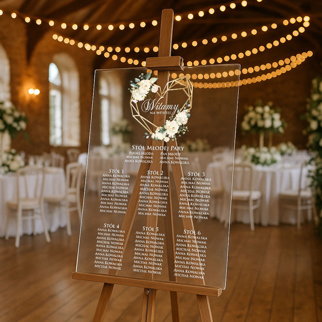 Akrylowa tablica z usadzeniem gości Ariana2