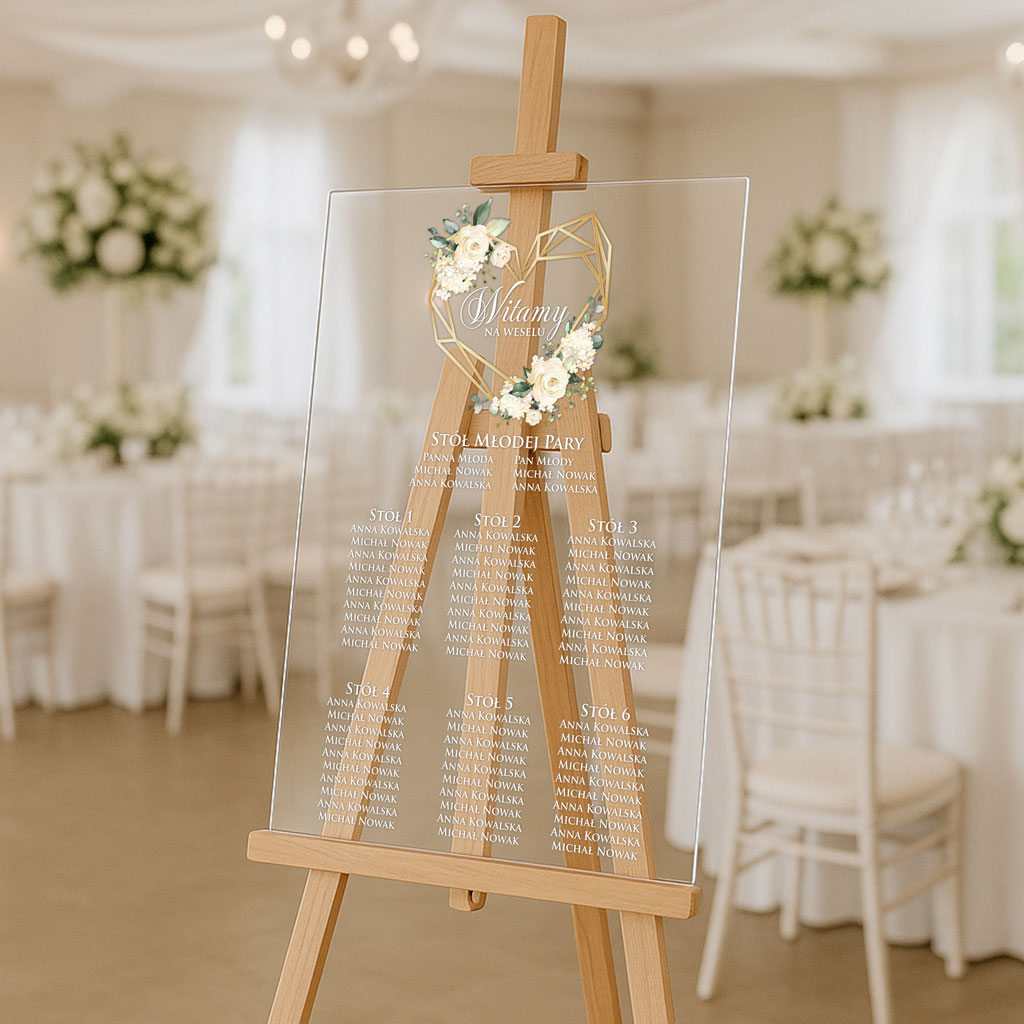 Akrylowa tablica z usadzeniem gości Ariana2