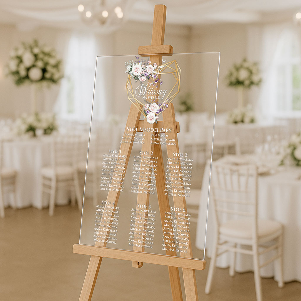 Akrylowa tablica z usadzeniem gości Ariana2