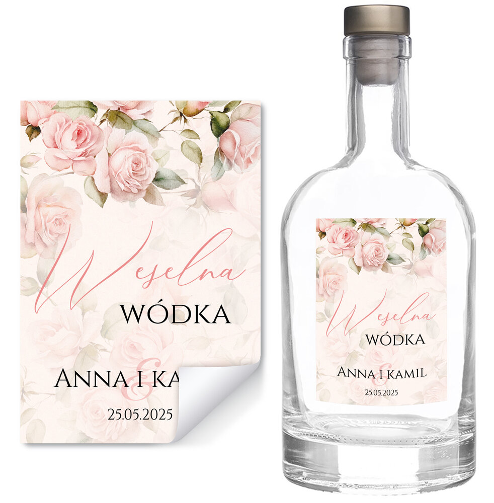 Naklejki na wódkę weselną 8szt - Diana