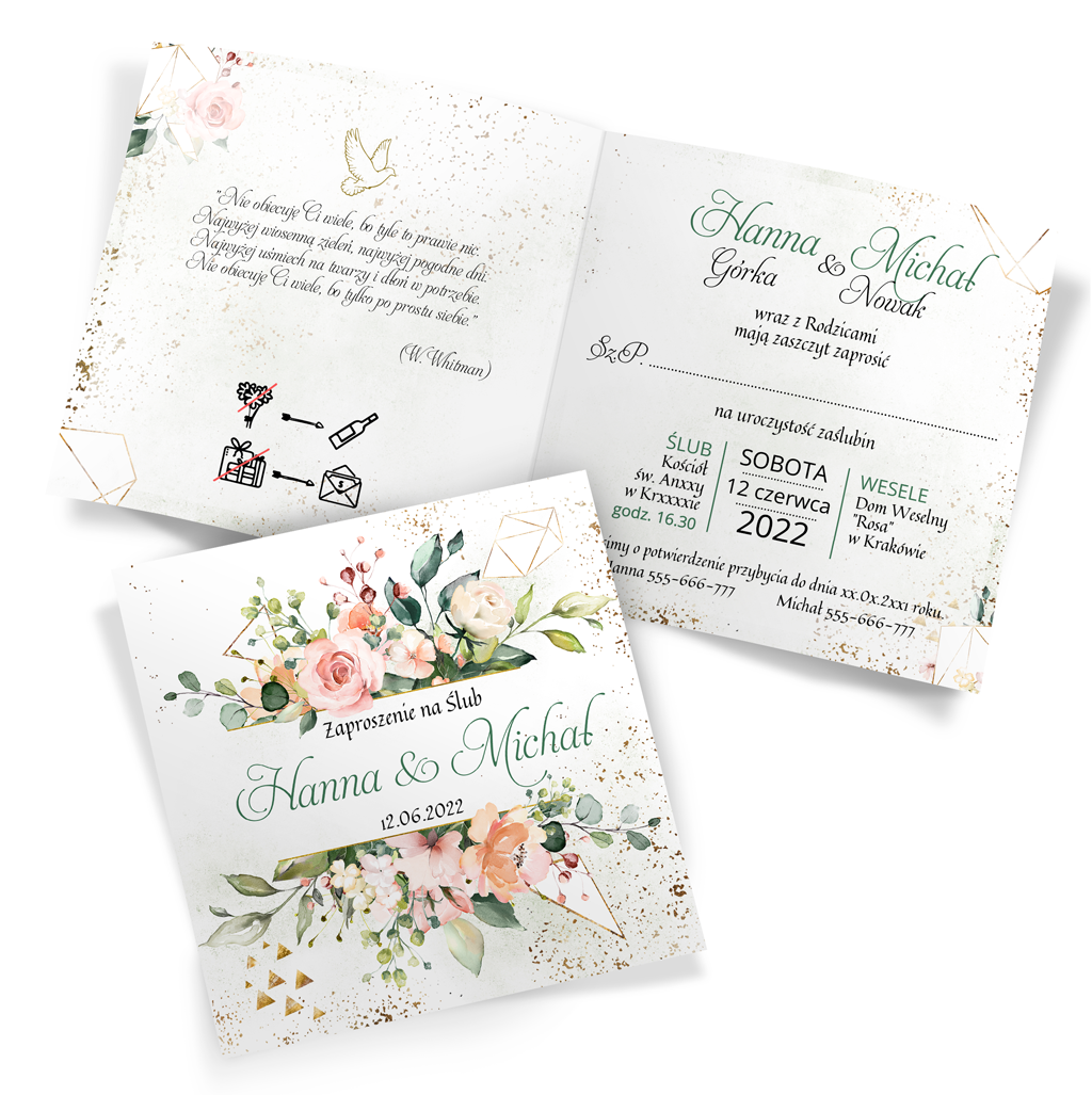 Próbki Zaproszenia Ślubne