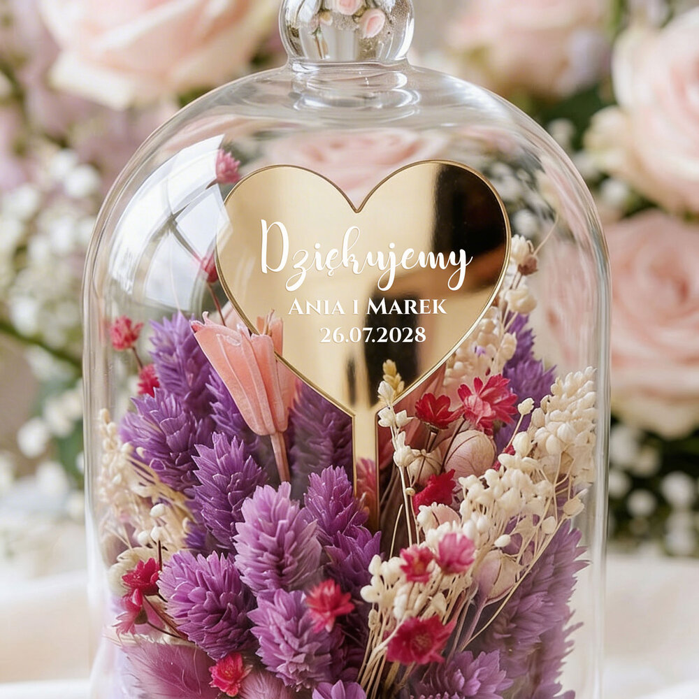 Podziękowanie dla rodziców w kloszu z suszem