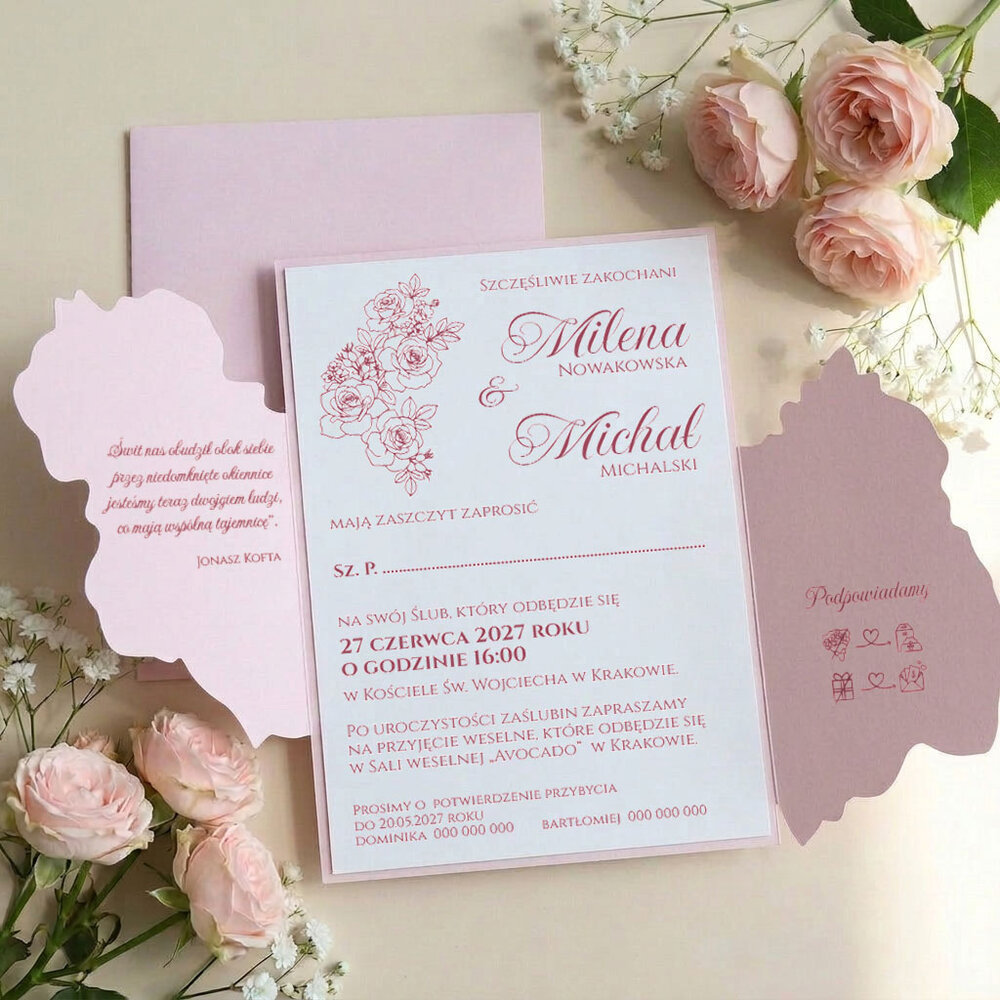Zaproszenia ślubne z wkładką - Arkadia