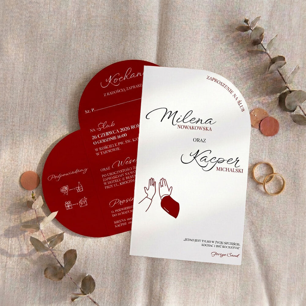 Zaproszenia ślubne z okładką serce - Karla