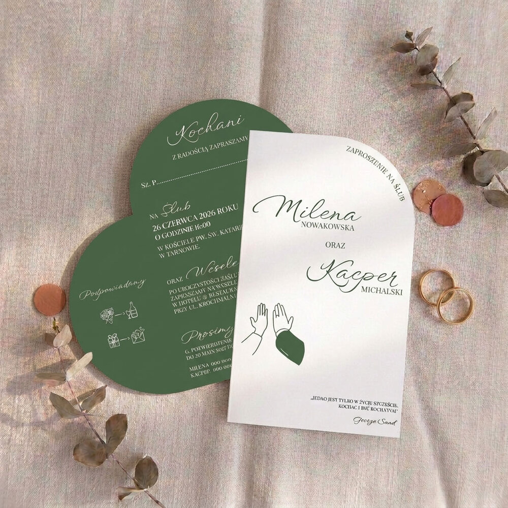 Zaproszenia ślubne z okładką serce - Karla